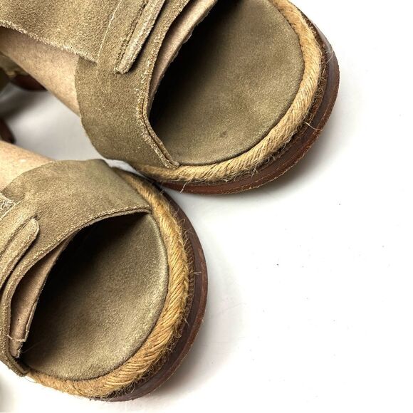 Free People Sage Green Suede Ankle Wrap Tie Bohemian Sandals size 8.5 - Picture 5 of 9